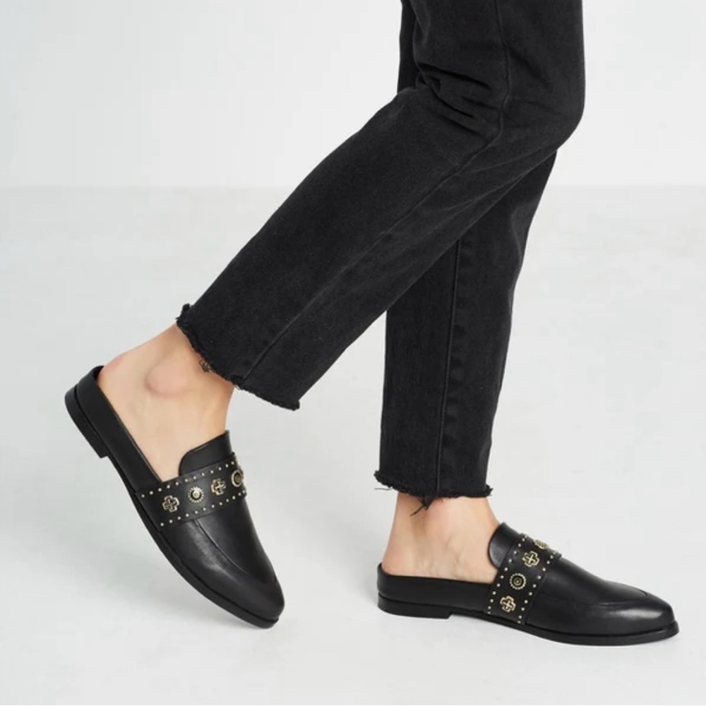 Sol Sana Tuesday Slide Black Western Gold Sz 39 (US 8) - new in box